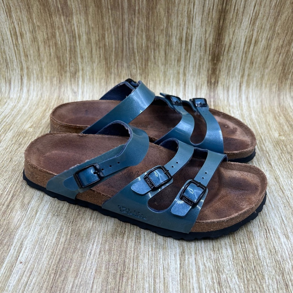 Birkenstock Florida Sandals Women's Size 9 EU 40 Blue Triple Strap Buckle